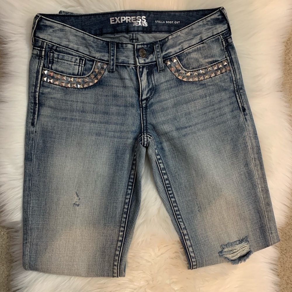Express Studded Ripped Jeans Stella Bootcut Size 2